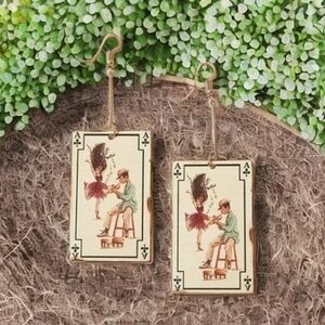 MODCLOTH VINTAGE RETRO ACE PLAYING CARD DROP EARRINGS